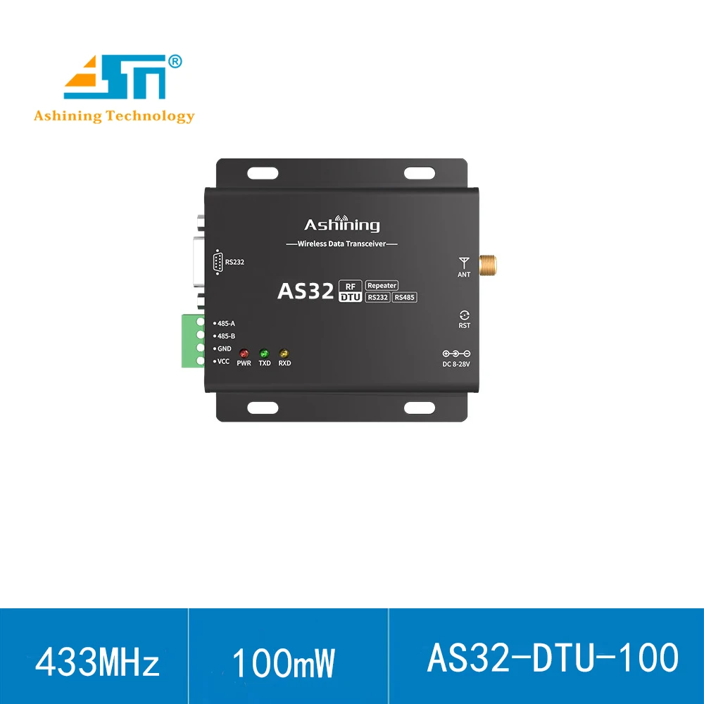 LoRa 장거리 RF 송신기 및 리시버 트랜시버 모듈, 433MHz RS485 RS232, SX1276 AS32-DTU-100 100mW Modbus RTU