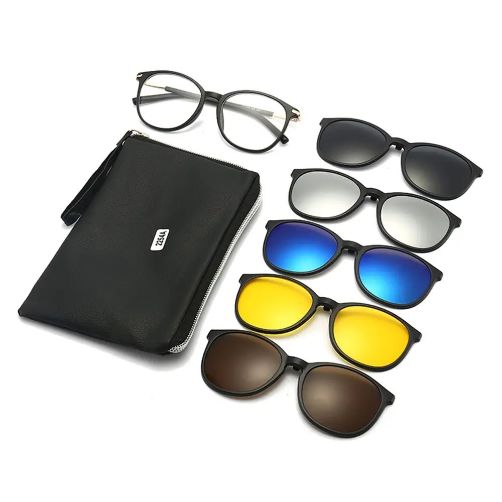 

UV400 Protection Polarized Magnetic Clip On Sunglasses Cycling/Driving 6 Iin 1 Clip Cycling Glasses