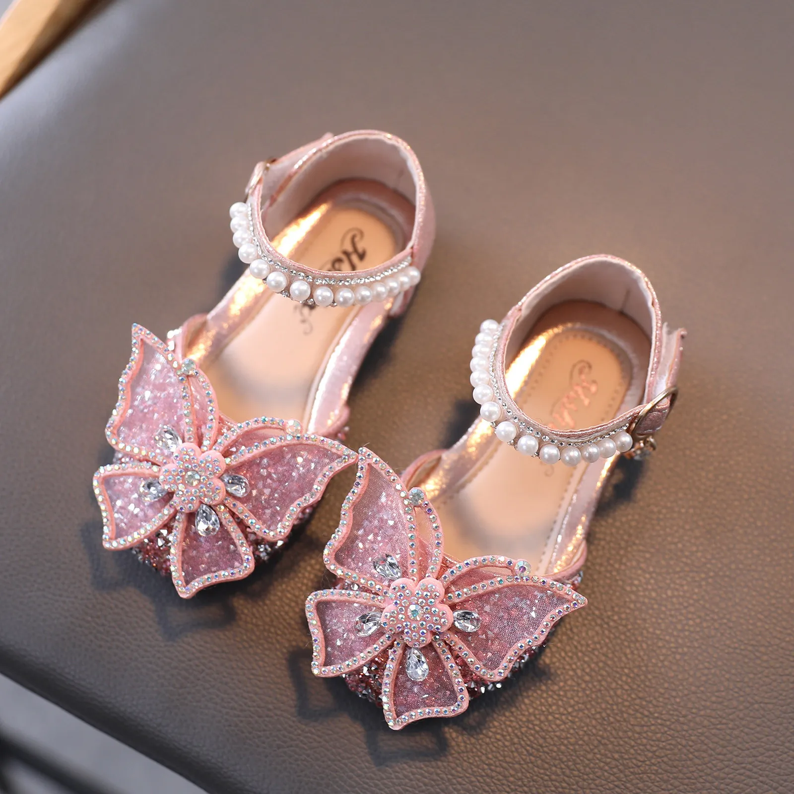 

Infant Kids Sandales Baby Girls Pearl Crystal Bling Bowknot Single Princess Shoes Sandals chaussure enfant fille босоножки