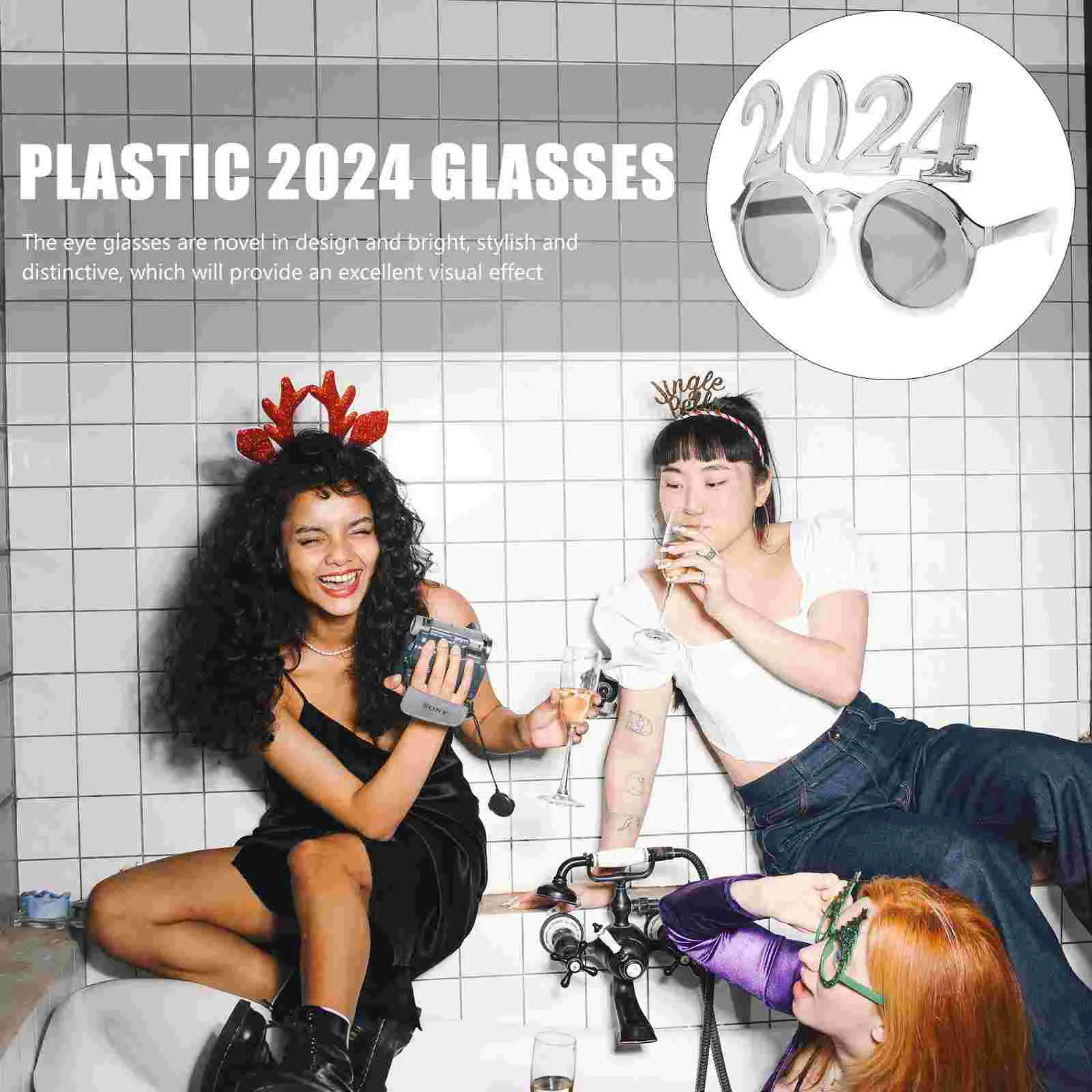 선글라스 2024 크리스마스 장식품, 펑키 파티 아이웨어, PC 연도용품, 코스튬 액세서리 아이웨어