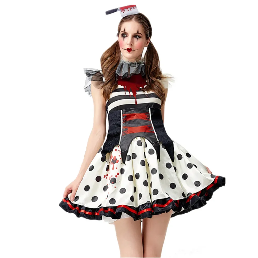 

Halloween Party Lady Bloody Horror Clown Costume Cosplay Zombies