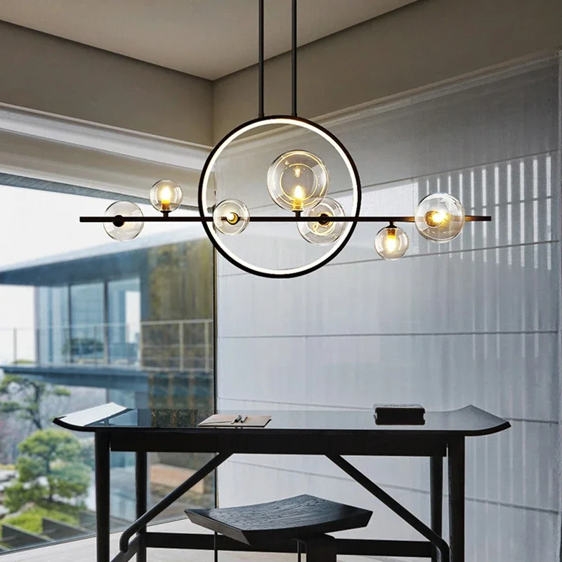 Nordic Glass Bubble Led Chandelier For Dining Room Kitchen Table New Design Bubble Ball Led Pendant Lights Black led chandelier,ceiling chandelier,art lighting fixtures