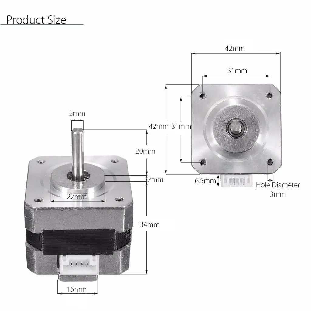 Metal Nema 17 Bipolar Stepper Step Motor 12V 0.4A 28N.cm DIY CNC/Printer