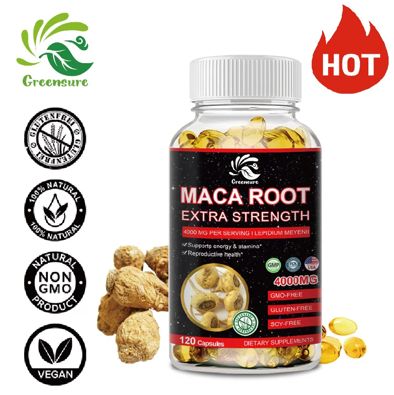 Maca Supplement for Men Health Energy Endurance Muscle Mass Reproductive Health Natural Energizer