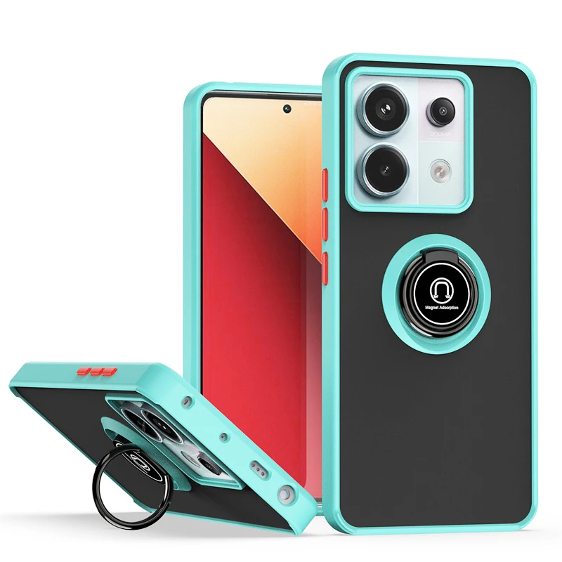 Shockproof Matte Hard Back Cover with Magnetic Ring Holder