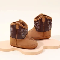 2024 Autumn New Western Cowboy Boots Fashionable and Casual Infant/Toddler Mid length Boots Embroidered Baby Boots for 0-18M 5