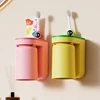1PC Toothbrush Cup Multi-function Punch-free Toothbrush Holder for Bathroom Wall-mounted Cups Gargle Plastic Products Home 5