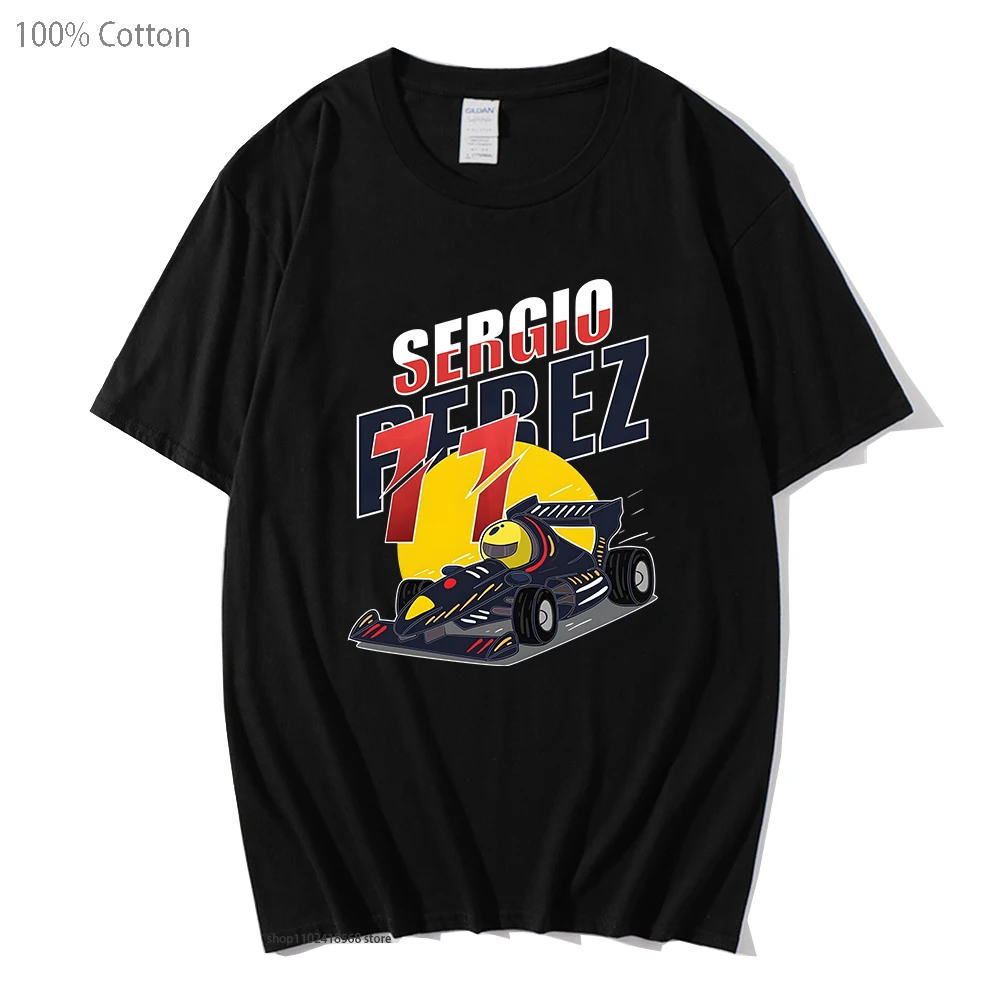 

F1 Car 11 T-Shirt for Men Sergio Checo Pérez Tshirt Hot Game Cartoon Graphic Shirt 100% Cotton Tee Women Clothing Summer Y2k Top