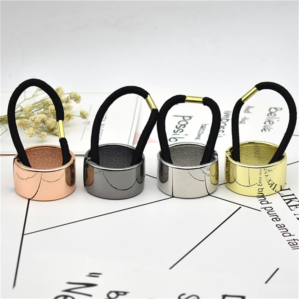 Chic Einfache Haar Ring Metall Schachtelhalm Wilden Seil Für Frau Mädchen Scrunchy Punk Ponytail Halter Elastische Haar Band Haar Zubehör – Detail 1