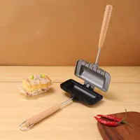 Hot Dog Toaster Sandwich Machine Non Stick Aluminum Alloy Sandwich Making Double-Sided Baking Tray Double-Sided Sandwich Fry Pan 1