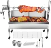 Steel Rotisserie Grill with Back Cover Guard, 25W Motor Small Pig Lamb Rotisserie Roaster, 37'' 2 in 1 BBQ Charcoal Rotisserie G 1