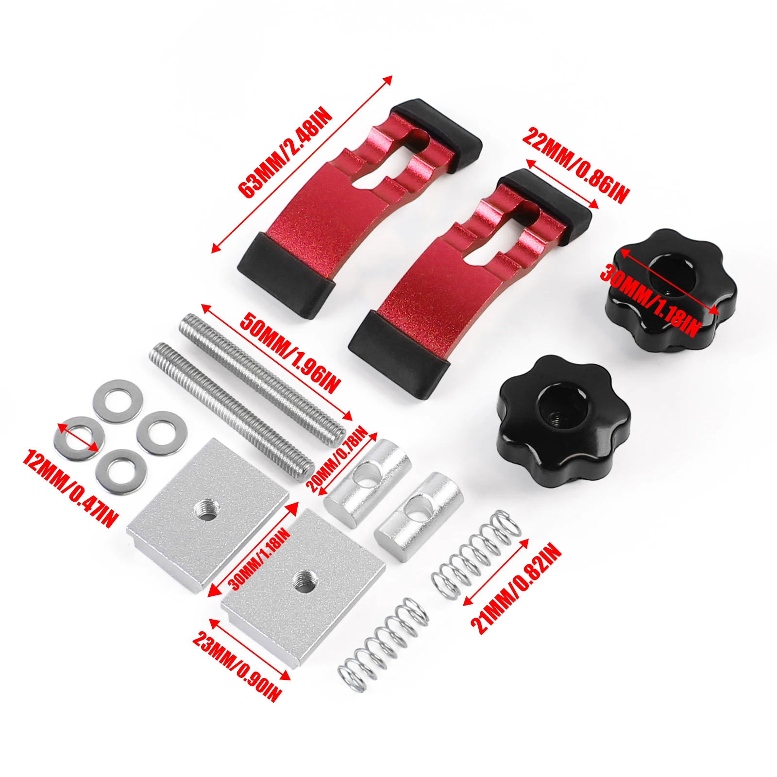 Quick Acting T-Track Hold Down Clamp with T Silder Aluminum Alloy Woodworking Clamps Jig for Routers Drill Presses CNC 1/2Pc