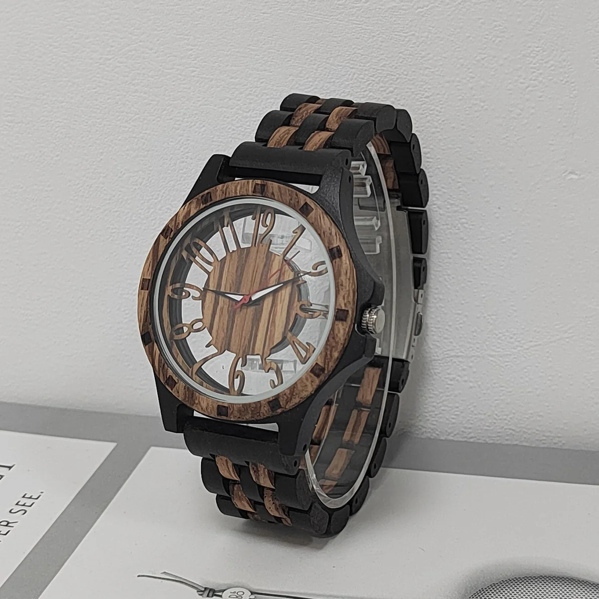 Men's Wood Quartz Watch Personalised Fashion Transparent Hollow Watch Timepieces Wooden Wrist Watches For Men Dropshipping 2