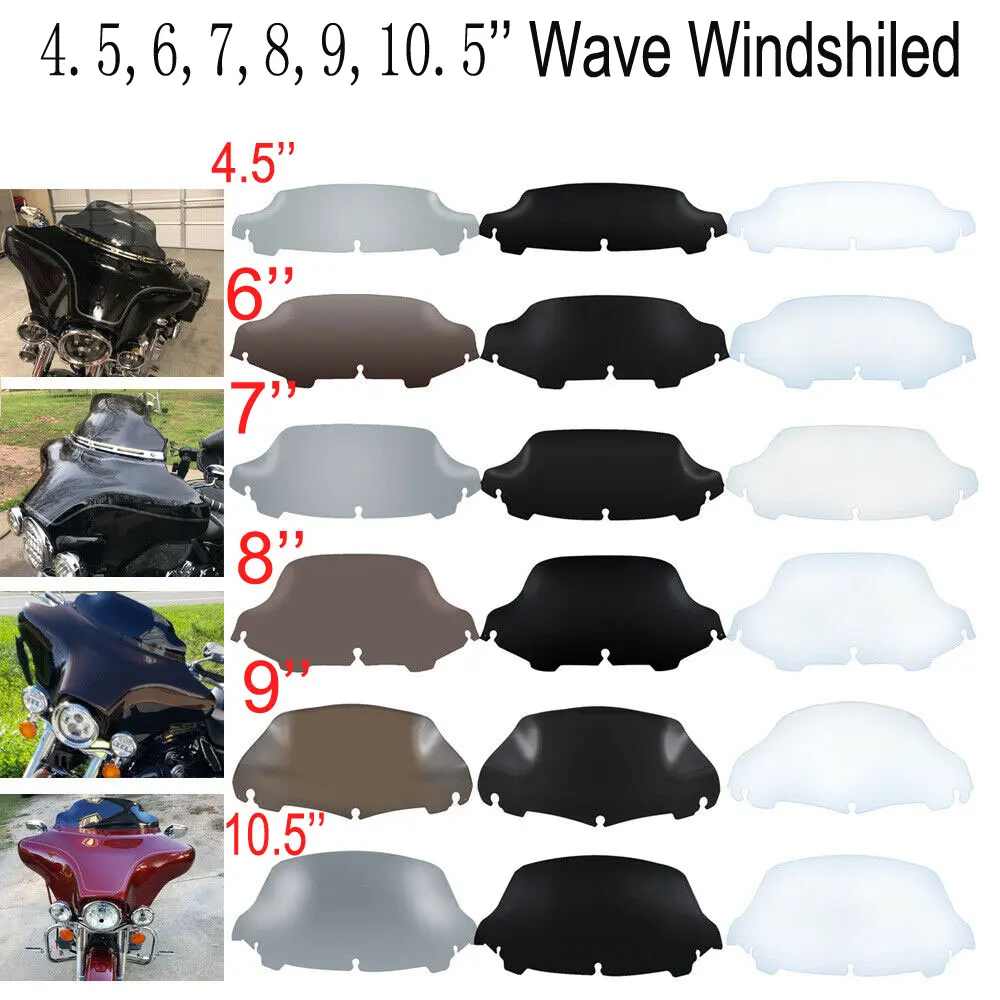 4.5-10.5" Motorcycle Windshield Fairing Windscreen For Harley Touring Electra Street Glide Ultra Limited 96-2022 Wind Deflector