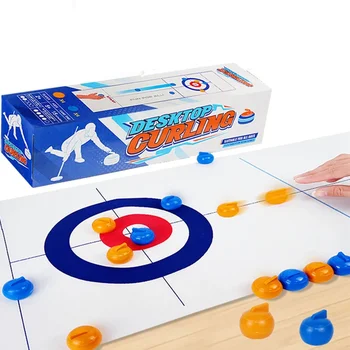 Giochi da tavolo divertenti per la famiglia per bambini e adulti: gioco di curling da tavolo con 8 rulli e dischi per mescolare!