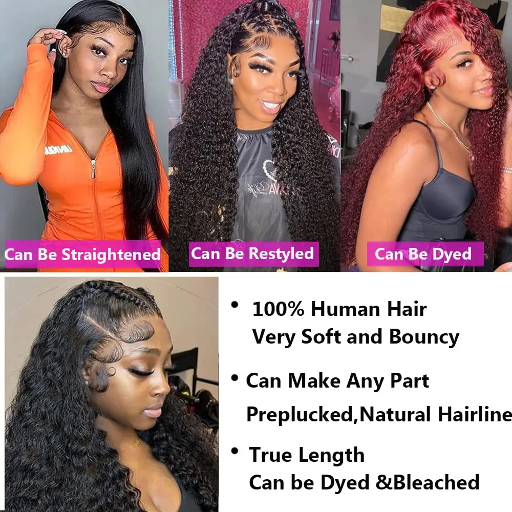 Deep Wave Frontal Human Hair Wigs 13x4/13x6 Deep Curly Lace Front For Women Wet And Wavy 4x4 Transparent Closure Wig