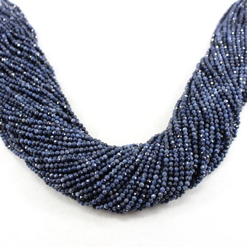 Natural Faceted AA Blue Sapphire Small Tiny Seed 2/3/4/5/6MM High Quality Loose Round Beads For Jewelry Making Bracelet Necklace 4