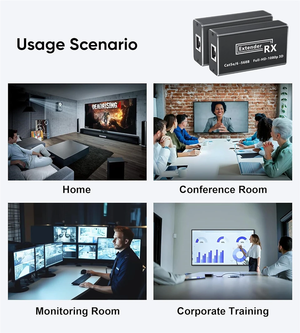60m HDMI to HDMI Extender 1080P HDMI UTP Extender Cat6 POE IR Extensor HDMI RJ45