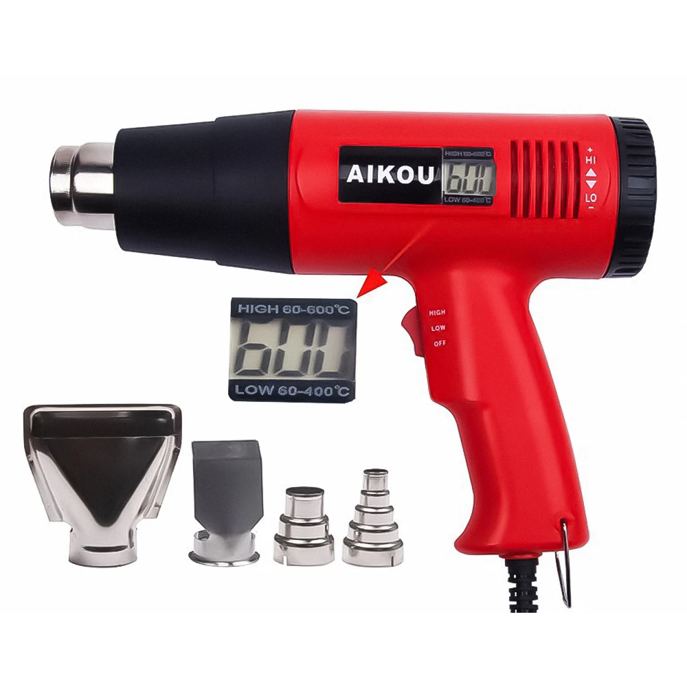 AC 110V 220V Industrial Heat Gun Electric Heat Blower Dryer High Power Hot Welding Temperature Adjustable LED Digital Display 2