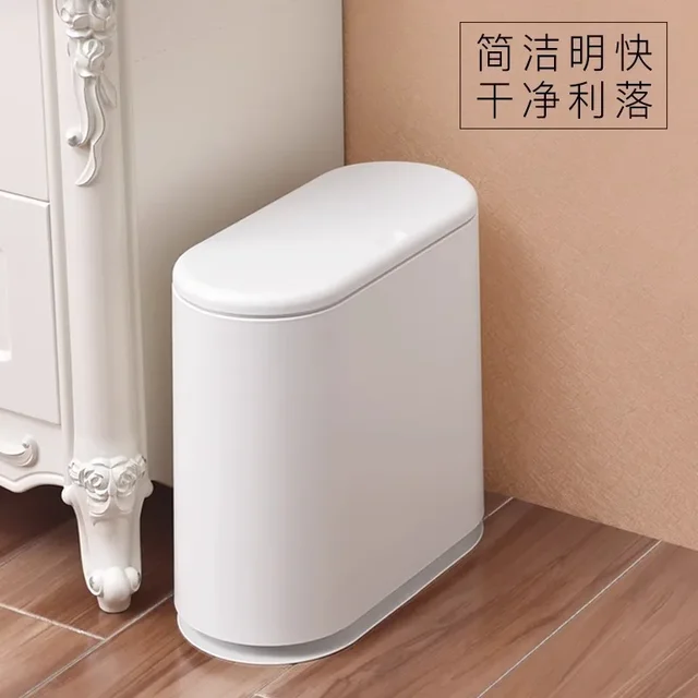 Pattumiera Soggiorno Bagno Cucina domestica di fascia alta Pattumiera ribaltabile con cucitura a pressione con coperchio Deodorante Cestino di carta per rifiuti 2