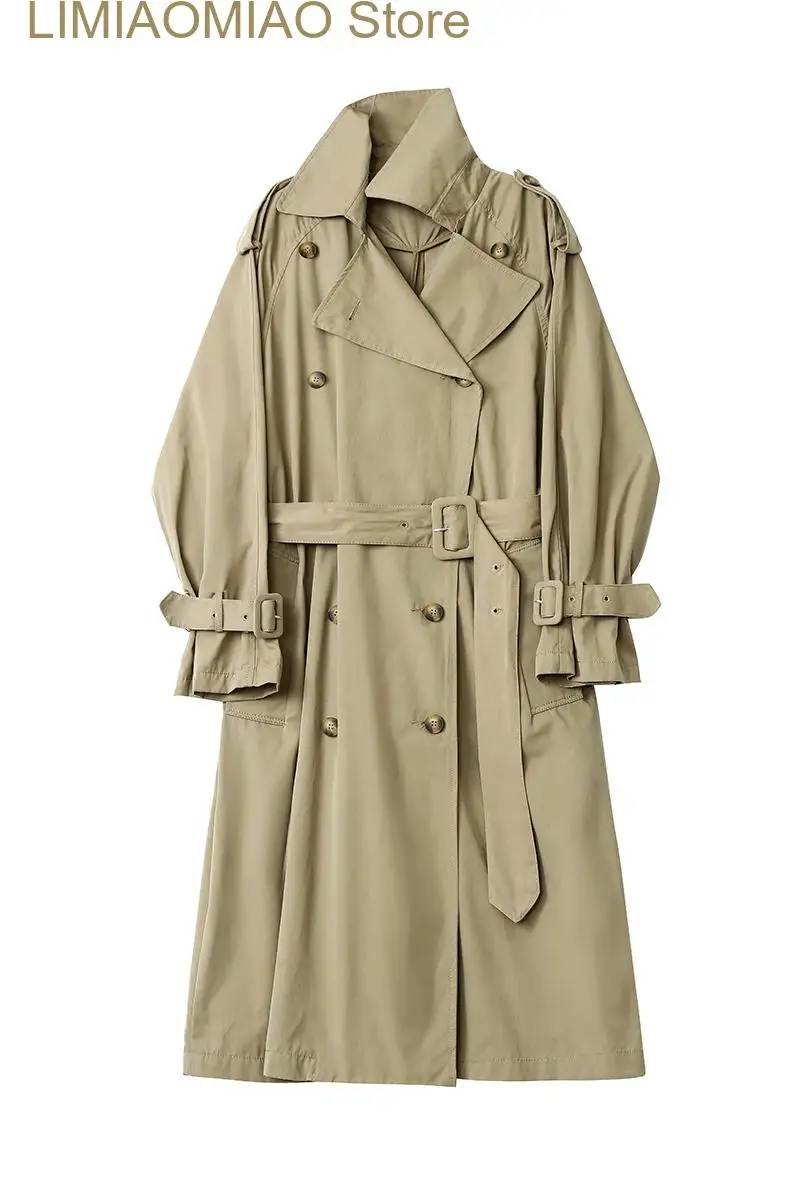 New Spring Autumn classic women's double button trench coat, trench jacket, vintage medium long coat, with belt