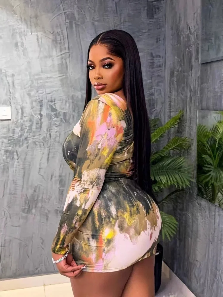 Wmstar Dress Women Wholesale A New Laid-back and Casual European American Long Sleeved Cinched Waist Sexy Fashionable 2025