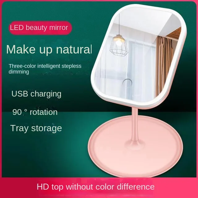 Miroir de vanité Led Intelligent réglable monochrome/lumière 3 couleurs miroir de vanité bureau lumière de remplissage miroir modèle de charge à une touche 3