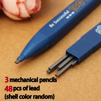 3 matite e 48 mine 2B matite meccaniche nere senza mine per affilare sono comode e pratiche (colori misti)