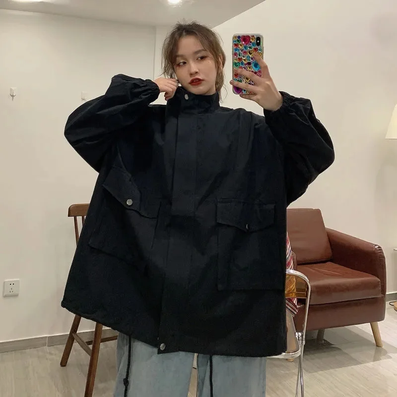 2023 Workwear Coat Women's Korean Spring and Autumn Season New Solid Baseball Suit Casual Loose Jacket Coat Women's Versatile St