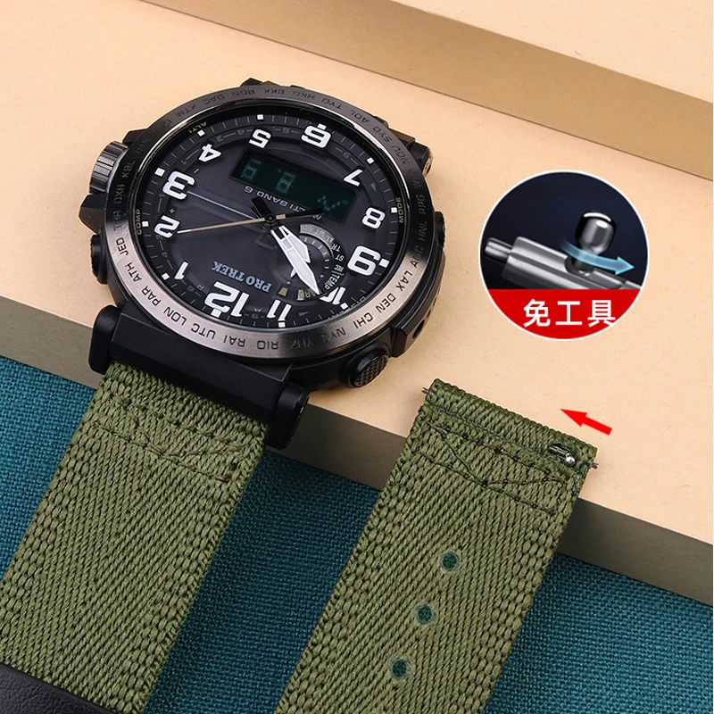 Quick Release Nylon Strap is Suitable For Casio Mountaineering Ver Strap Prw6600 Prg-600650 Protrek Series Nylon Strap 24m - Image 5
