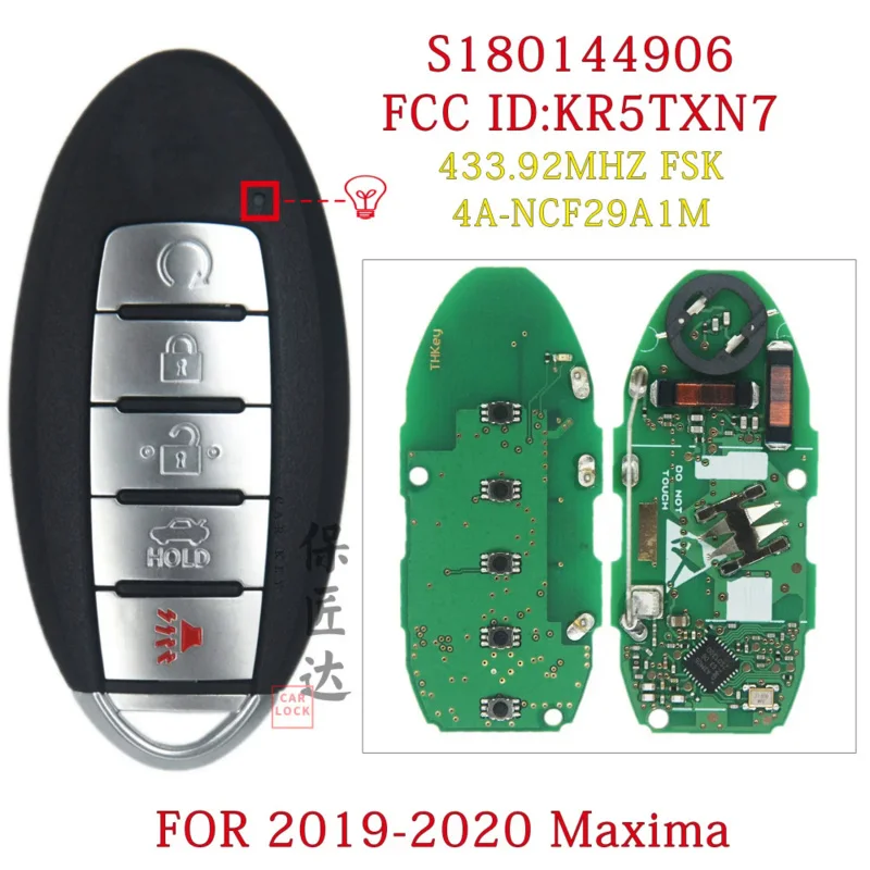 

BaoJiangDa FOR Nissan Maxima 2019 2020 Proximity Smart Remote Key 433MHz 285E3-9DJ3A 285E3-9DJ3B KR5TXN7 S180144906