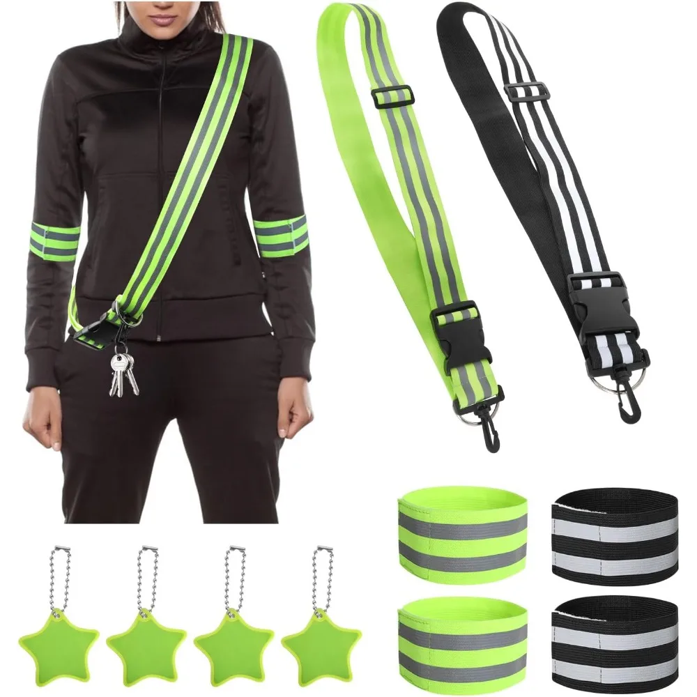 Reflective Safety Shoulder Belt High Visibility Night Safety Reflective Belt Elasticated Strip Adjustable Visible