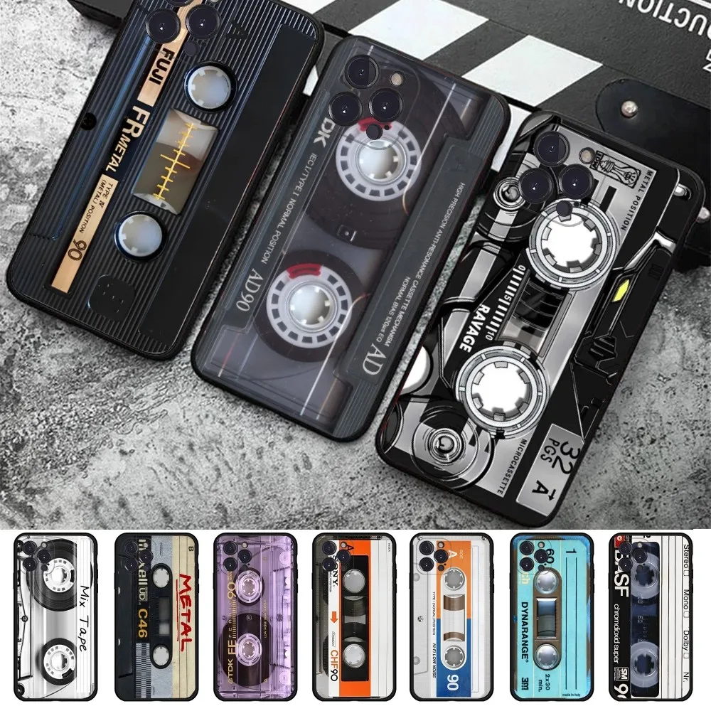 Coque de téléphone cassette vintage pour iPhone, coque Funda pour iPhone 16, 15, 14, 11, 12, 13, Mini Pro, XS Max, 6, 7, 8 Plus, X