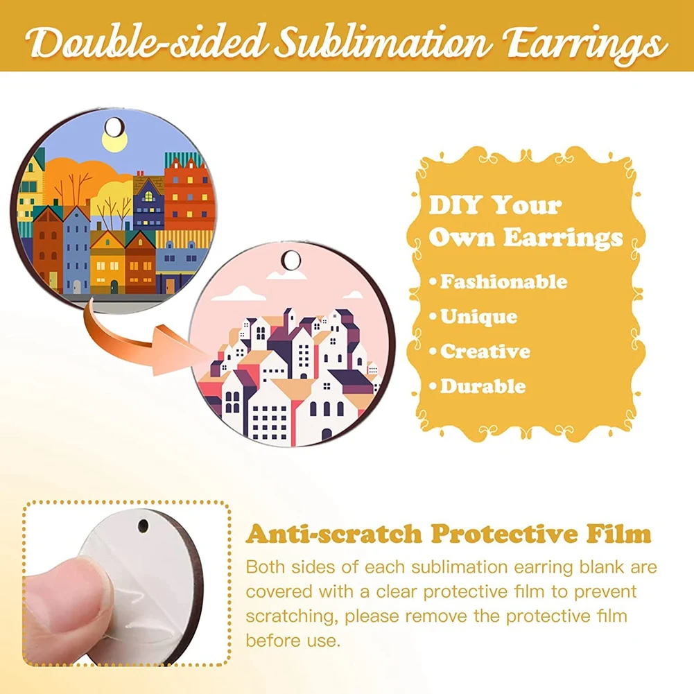 250 Pcs Sublimation Blanks Keychain 2.4in Heat Transfer Blank Keychains, Double Side Keychain, DIY Gift Ornament