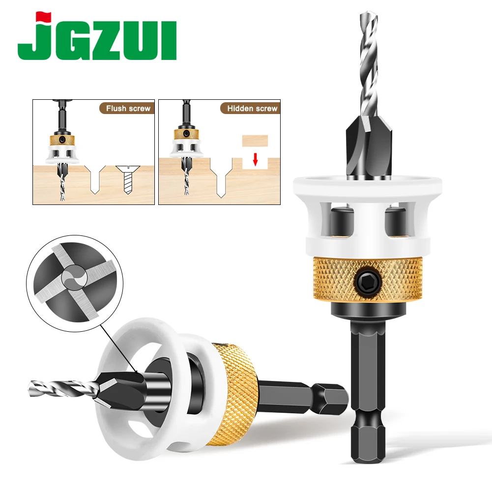 Woodworking Limit Four Edge Countersink Drill Alloy Drill Cone Drill Adjustable Depth Step Drill Screw Countersink Drill Bit