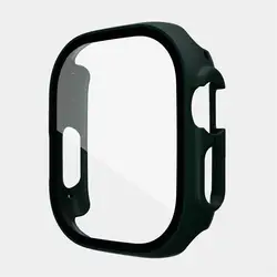 Premium Tempered Glass Screen Protector with PC Bumper for Apple Watch Ultra 49mm (Deep green)