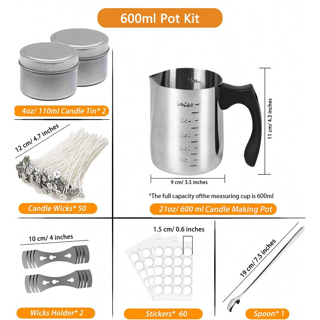 Candle Making Starter Kit with Pouring Pot and Craft Tools