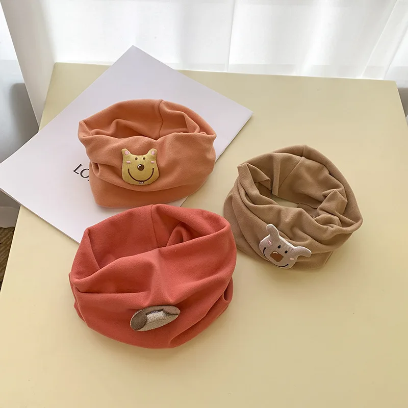 Cute Cartoon Children Velvet Scarves Animals Boys Girls Autumn and Winter Kids Warm Pullover Headscarf Baby Neck Warm 1-12Y