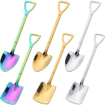 스테인레스 스틸 철 스푼 미니 스푼, 커피 아이스크림 스푼 레트로 귀여운 스퀘어 헤드 디저트 스푼 주방 도구 액세서리