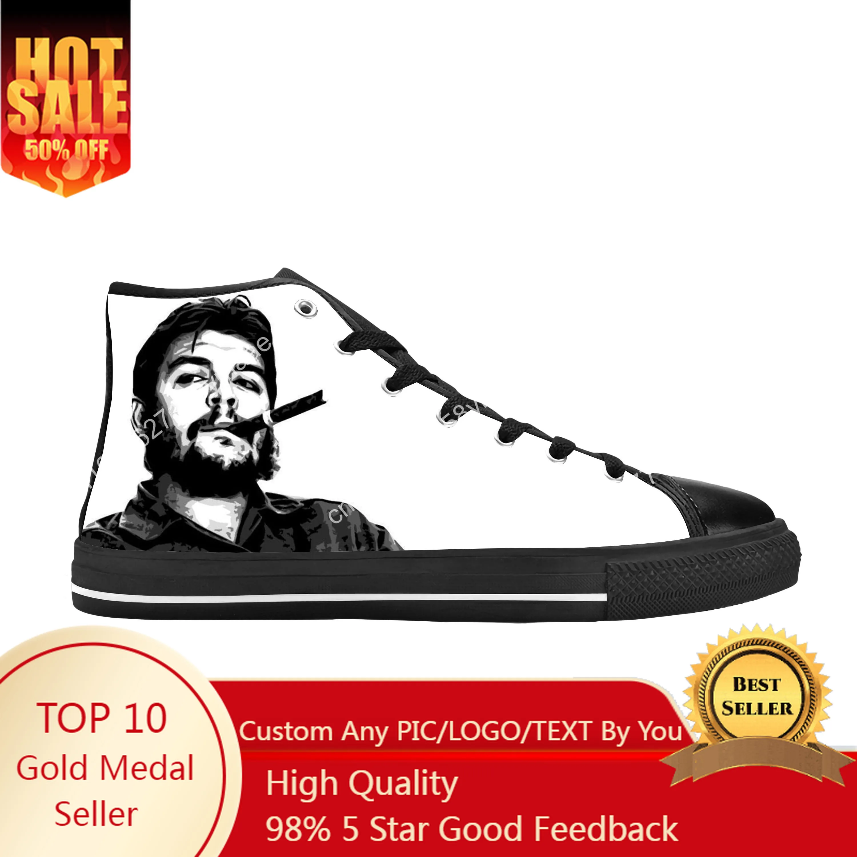 цена Che Guevara Communism Socialism Cuba Cuban Funny Casual Cloth Shoes High Top Comfortable Breathable 3D Print Men Women Sneakers
