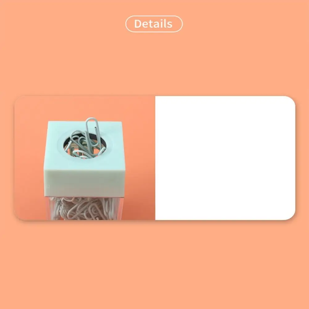 Stationery Organizer Stationery Storage Box Transparent Paper Clip Storage Box Clips Dispenser Magnetic Absorption Box Paperclip Holder Portable Office Supplies