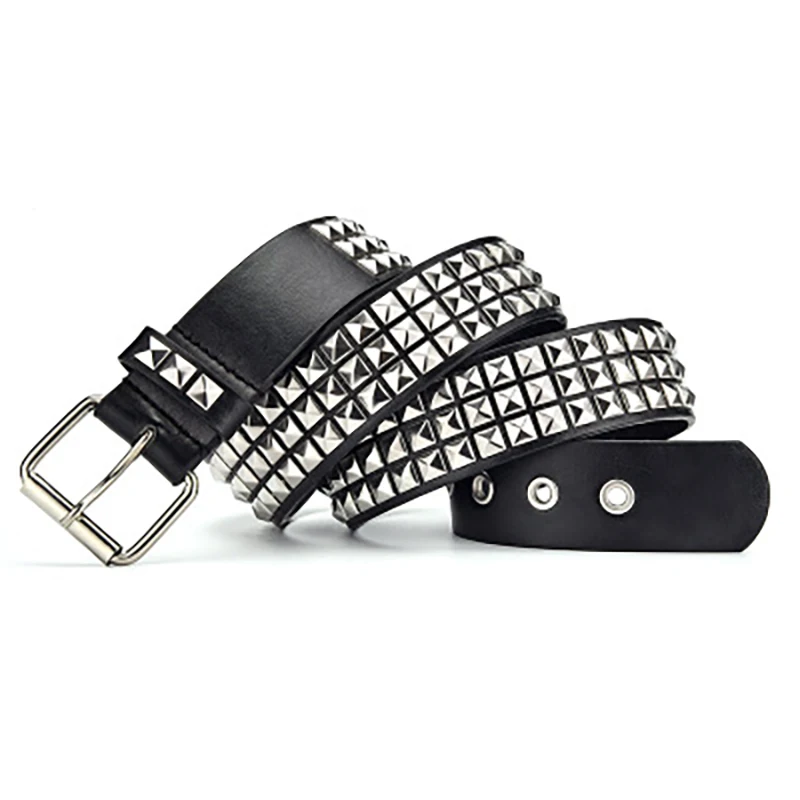 2021 new luxury square bead rivet belt metal pyramid straps men and women punk rock hardware jeans designer female waist belts |