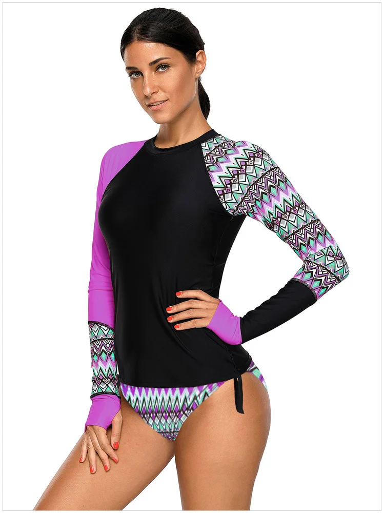 Surfing Quick-drying Prevent Bask In Long Sleeve Stripe Diving Suit Swimming Suit for Women Swim Two Piece Swimsuit Bathing Suit