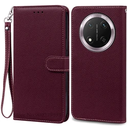 Premium Wallet Leather Flip Cover Phone Case, Durable and Stylish Protection, Multifunctional Flip Design with Card Slots for Honor Magic 7 Lite (Wine Red-Strap)