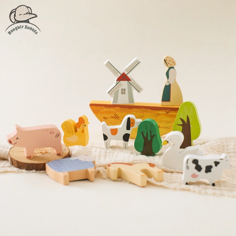 Montessori Game 1Set Of Farm Simulated Wooden Children's Toys Educational Toy Baby Room Decoration Desktop Furnishings Baby Gift wooden toys