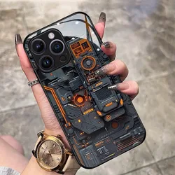 Enhanced Creative Circuit Board Glass Phone Case Cover - iPhone 15 Plus (1)