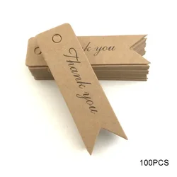 Kraft Paper Thank You Gift Tags - Set of 100, Perfect for Weddings, Parties, and Handmade Presents (Thank you - Brown)