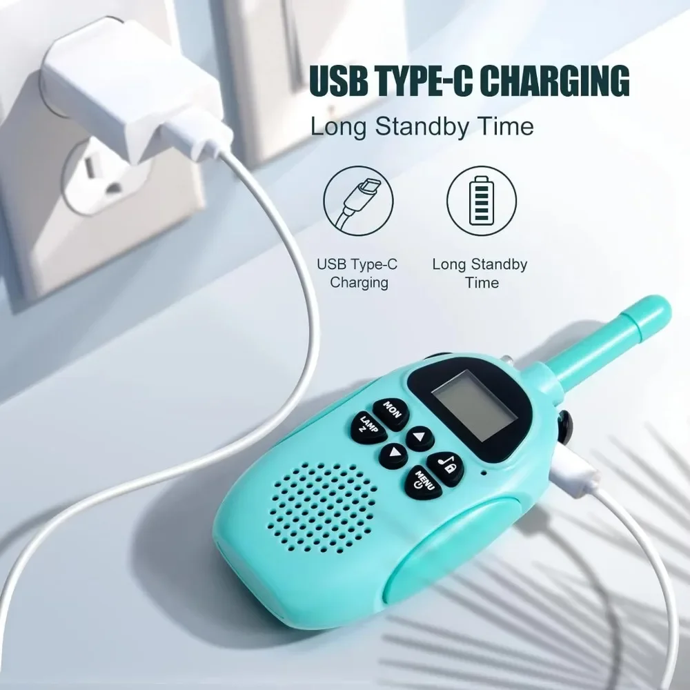 Kids Toys Children Gifts Walkie Talkies for Kids 2 Pack Rechargeable Battery 22 Channels 2 Way Radio 3KM Long Range