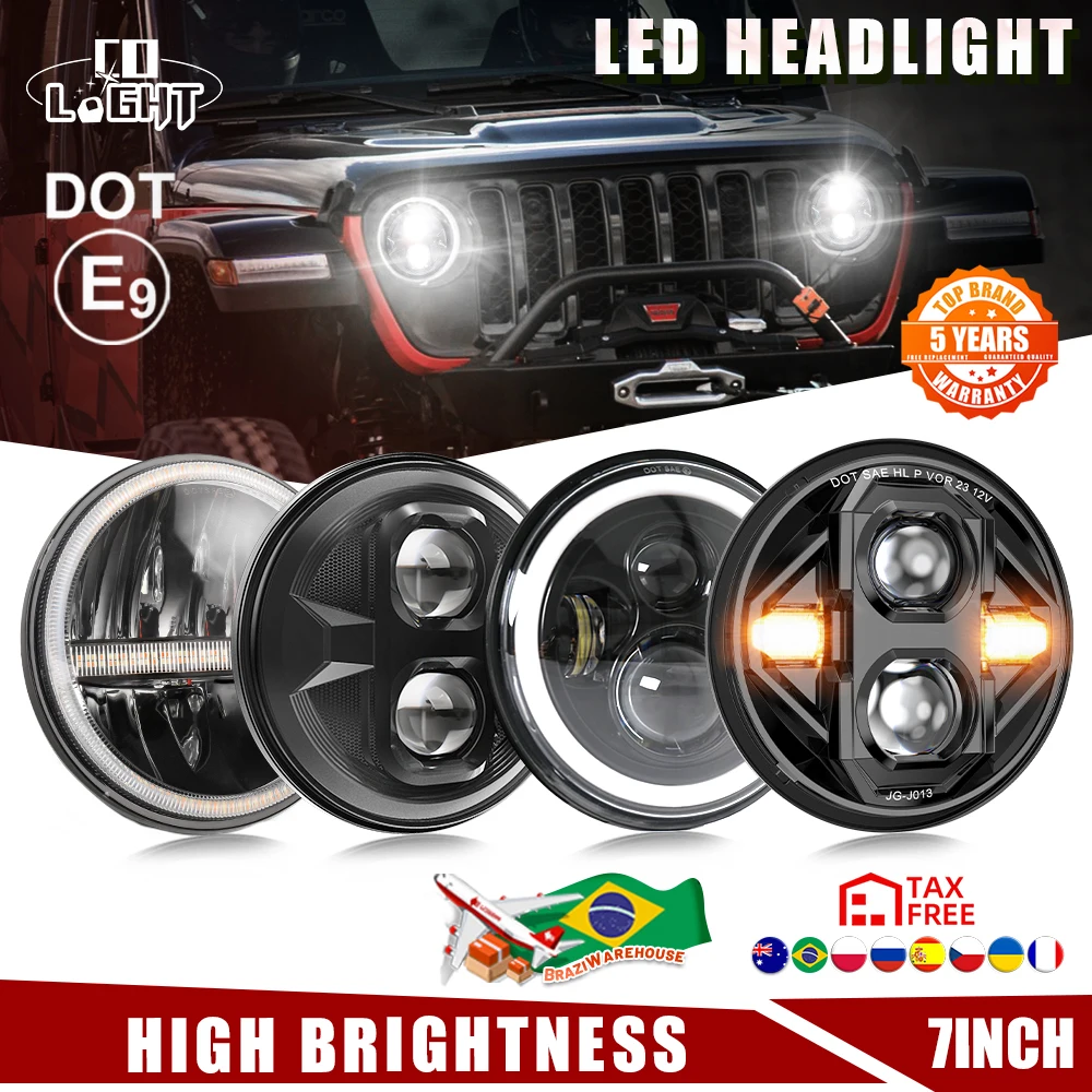 

CO LIGHT 7 Inch LED Headlights Round Halo Angel Eyes DRL Amber Turn Signal Lights H6024 LED Headlamps High/Low Sealed Beam 12V
