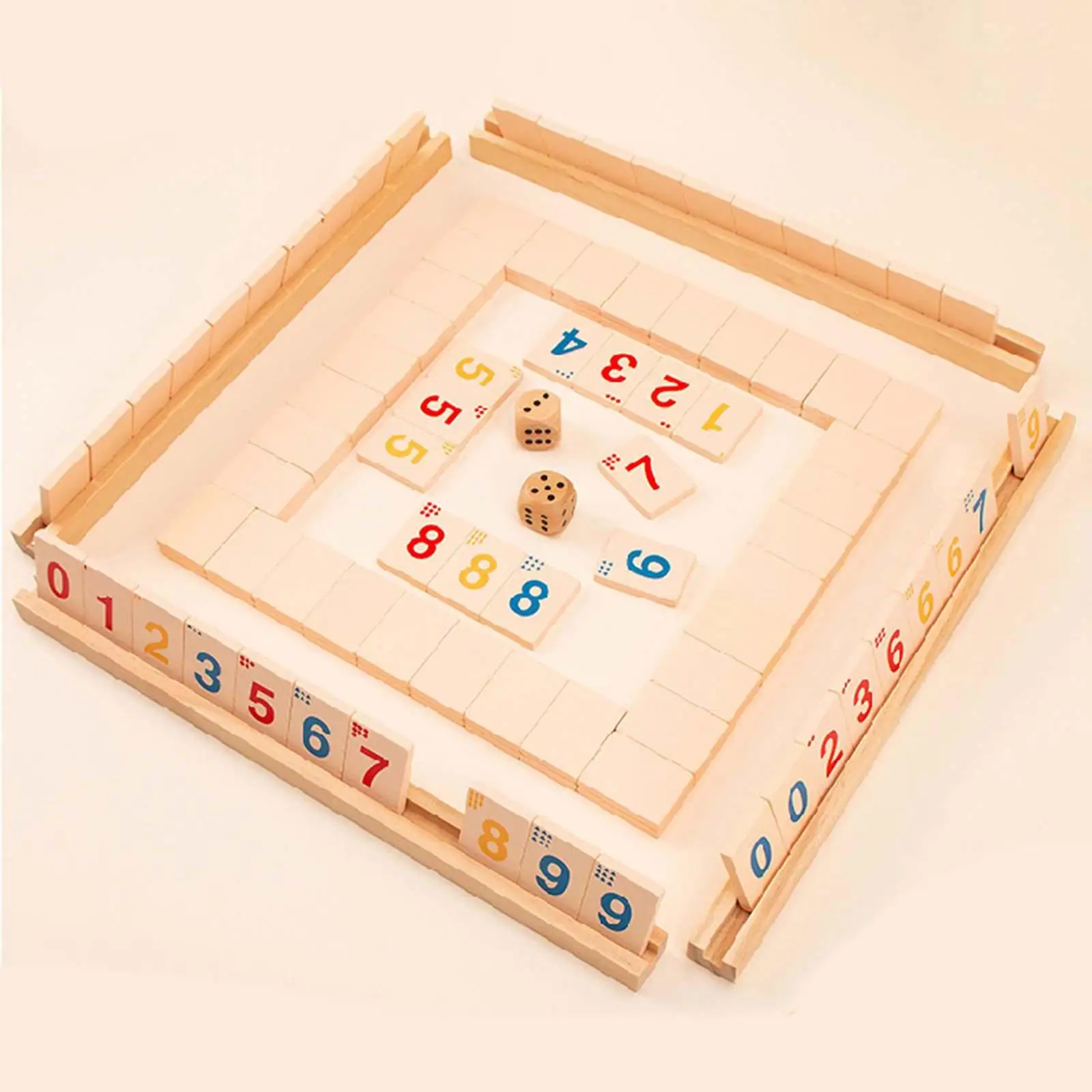 Wooden Fast Moving Tile Family Party Game, Party Game,2-4 People Mahjong Digital Game 2